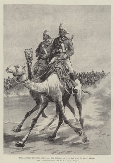 Eteneminen kohti Dongolaa, kamelijoukot matkalla Wady Halfaan tekijältä Henry Charles Seppings Wright