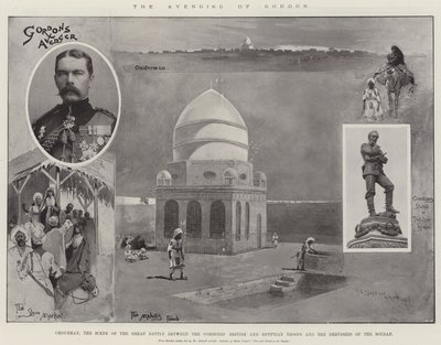 Gordonin kosto, Omdurman, suuren taistelun kohtaus yhdistettyjen brittiläisten ja egyptiläisten joukkojen ja Soudanin dervisheiden välillä tekijältä Henry Charles Seppings Wright