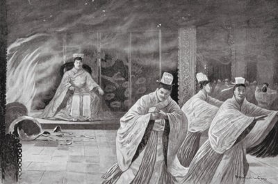 Keisari polttaa itsensä palatsissaan (litografia) tekijältä Henry Charles Seppings Wright