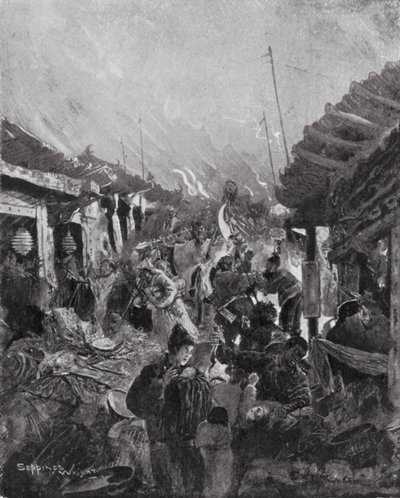 Kapinallinen Li ryöstää Pekingin (litografia) tekijältä Henry Charles Seppings Wright
