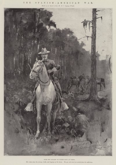 Espanjan ja Amerikan sota, jossa Tampassa toiminut ratsuväki (kaiverrus) tekijältä Henry Charles Seppings Wright