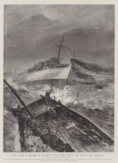 Taifuuni Hongkongissa 10. marraskuuta, HMS Otter pelasti HMS Sandpiperin miehistön tekijältä Henry Charles Seppings Wright