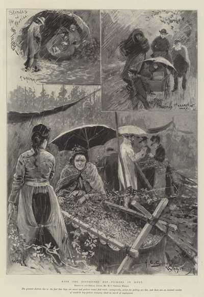 Distressed Hop-Pickersin kanssa Kentissä tekijältä Henry Charles Seppings Wright