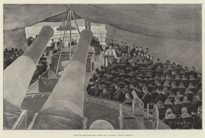 Välimeren laivaston kanssa Salonican edustalla, sunnuntaipalvelu tekijältä Henry Charles Seppings Wright