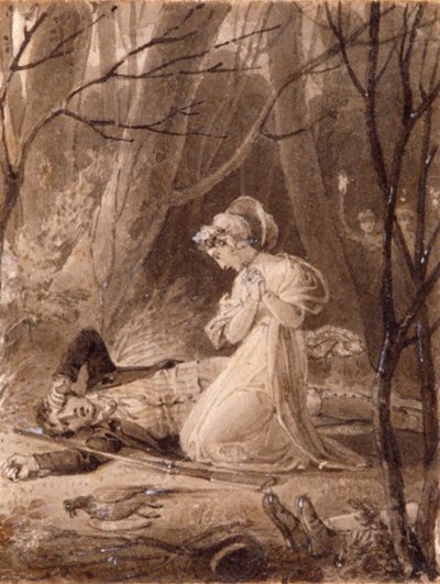 Kohtaus George Crabben Tales of the Hallista, 1800-luku. tekijältä Henry Corbould