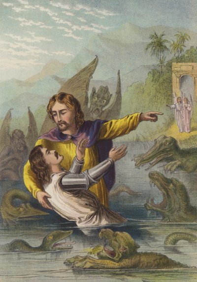 Joen ylitys (chromolitho) tekijältä Henry Courtney Selous
