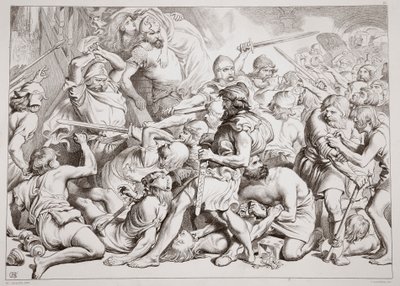 How Hereward pelastaa Alftrudan, Charles Kingsleyn kuvitus Hereward the Greatista, pubi. 1870, kaiverrus C.G. Lewis (teräslevykaiverrus) tekijältä Henry Courtney Selous