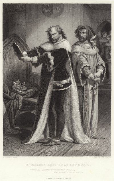 Rikhard ja Bolingbroke, Kuningas Rikhard II, näytös IV, kohtaus I. tekijältä Henry Courtney Selous