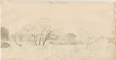 Tamworth - Distant View: lyijykynäpiirros, nd [1788-1855] (piirustus) tekijältä Henry Curzon Allport