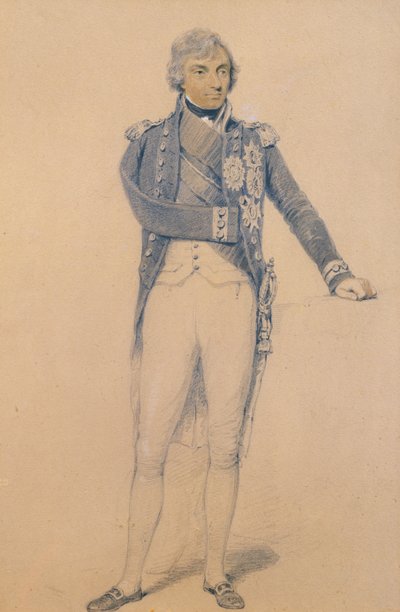 Horatio Nelson (1758-1805) (kynä, muste ja guassi paperille) tekijältä Henry Edridge