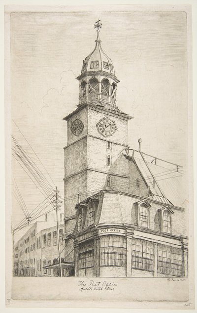 Posti, Keski-Hollannin kirkko vanhan New Yorkin kohtauksista, 1870. tekijältä Henry Farrer