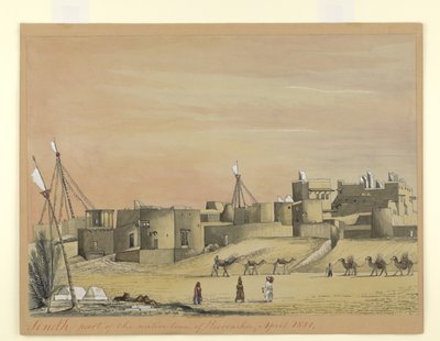Osa Kuracheen (Karachi) kotikaupunkia, huhtikuu 1851 (akvarelli paperille) tekijältä Henry Francis Ainslie