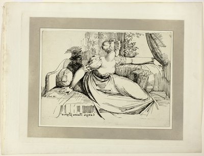 Nainen istumassa ikkunan ääressä ("Ilta sinä tuot kaikki"), Specimens of Polyautography -lehden ensimmäisestä numerosta tekijältä Johann Heinrich Füssli
