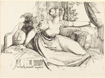 Nainen istuu ikkunan vieressä tekijältä Johann Heinrich Füssli