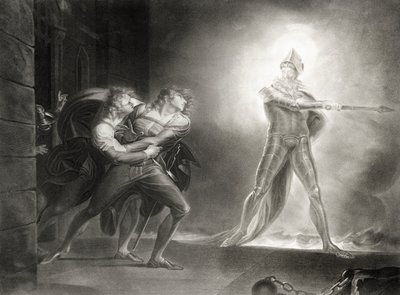 Hamlet, näytös I, kohtaus IV, William Shakespeare (1564-1616), kaiverrus Robert Thew (1758-1802) tekijältä Johann Heinrich Füssli