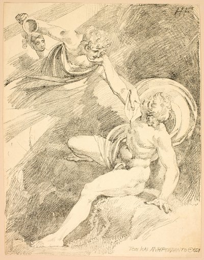Taivaallinen Ganymede, levy XV Specimens of Polyautography -lehden toisesta numerosta tekijältä Johann Heinrich Füssli