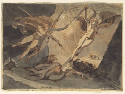 Saatana alkaa Ithuriels Spearin kosketuksesta, 1776. tekijältä Johann Heinrich Füssli