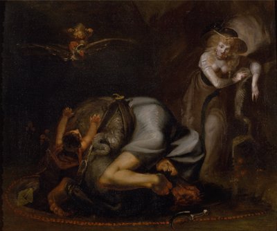 Noitakohtaus Ben Jonsonin teoksesta The Masque of Queens (Kuningattarien naamio) tekijältä Johann Heinrich Füssli
