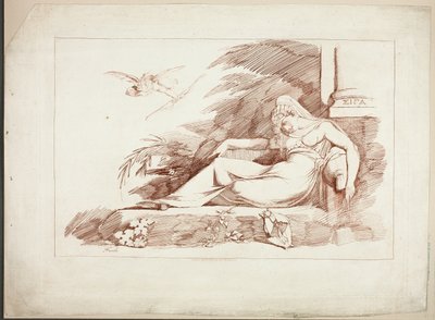 Nukkuva nainen Cupidon kanssa tekijältä Johann Heinrich Füssli