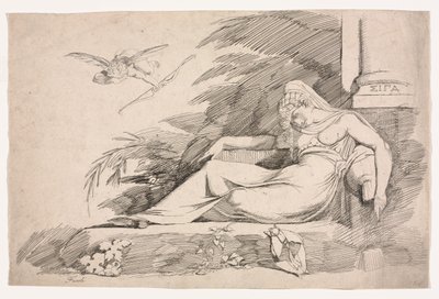 Nukkuva nainen Cupidon kanssa tekijältä Johann Heinrich Füssli