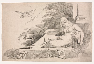 Nukkuva nainen Cupidon kanssa, 1780-1790. tekijältä Johann Heinrich Füssli