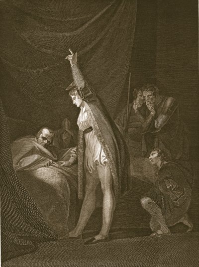 Kardinaali Beaufortin kuolema, kaivertanut W. Bromley, kuvitus David Humen teoksesta "The History of England", pub. R. Bowyer, Lontoo, 1812 tekijältä Johann Heinrich Füssli