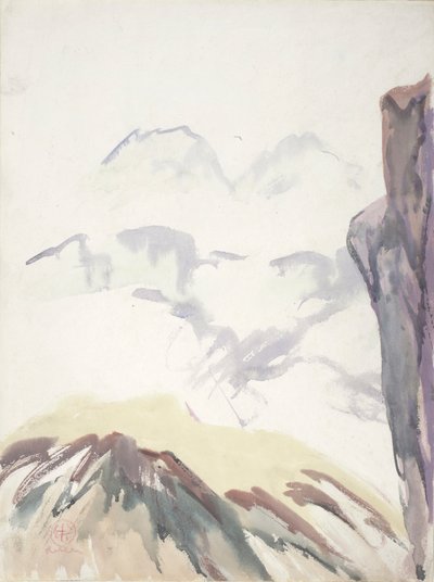 Mountain Study (akvarelli paperille) tekijältä Henry George Keller