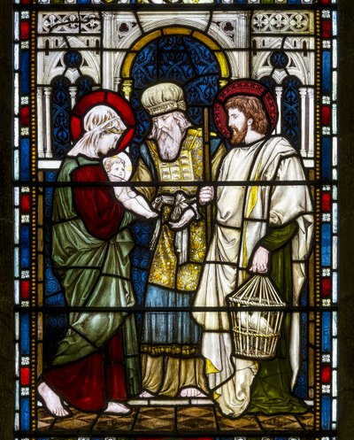 Kirkstall, St Stephen, Heaton Butler & Bayne, Henry Holiday, The Presentation, n. 1870 tekijältä Henry Holiday