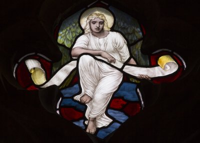 Quatrefoil Tracery Angel, 1882 (lasimaalauksia) tekijältä Henry Holiday