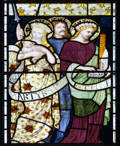 St Cecilia, St Agnes & St George, n. 1872 (lasimaalaus) tekijältä Henry Holiday