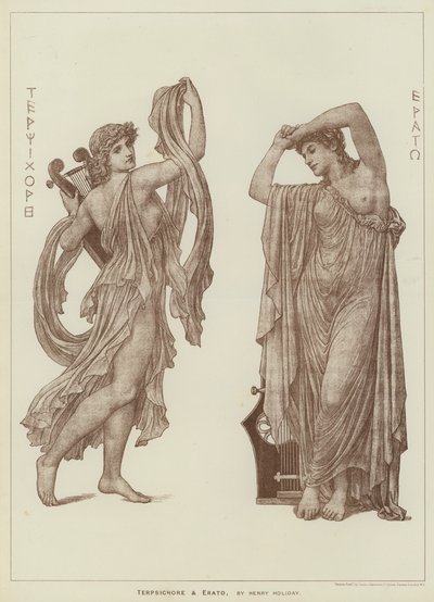 Terpsichore ja Erato, kirjoittanut Henry Holiday (kaiverrus) tekijältä Henry Holiday