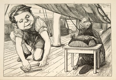 Majava katsoi koko ajan toiseen suuntaan", Lewis Carrollin teoksesta The Hunting of the Snark, an Agony in Eight Fits, julkaisu. 1876 tekijältä Henry Holiday