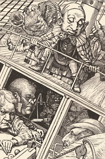 Miehistö oli täydellinen. The Hunting of the Snark Lewis Carroll, 1874-1876, 1923. tekijältä Henry Holiday