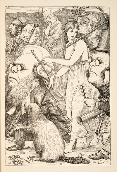 Pyrkiä siihen haarukoilla ja toivolla”, Lewis Carrollin pubista The Hunting of the Snark, an Agony in Eight Fits. 1876 tekijältä Henry Holiday