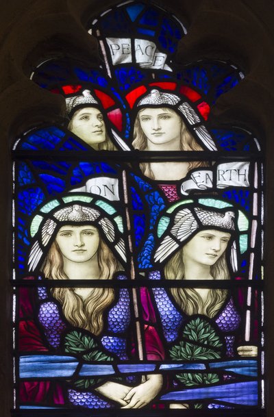 Yeovil, St John The Baptist, Lowndes & Drury, Henry Holiday, Peace On Earth, Angels, 1917-18 tekijältä Henry Holiday
