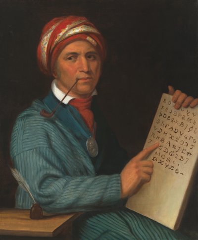 Sequoyah (noin 1770-1843), noin 1830 (öljy kankaalle). tekijältä Henry Inman