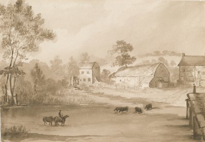 Trysull Mill: seepiapesupiirustus tekijältä Henry James Noyes