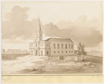 Wolverhampton - St. Georgen kirkko: seepiapesupiirros, 1844 tekijältä Henry James Noyes
