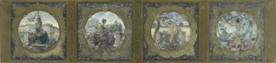 Luonnos Galerie Lobau -galleriaa varten Hôtel de Villessä Pariisissa: Les chants : Chants patriotiques, 1890 (öljy kankaalle). tekijältä Henry Jean Louis Boureau