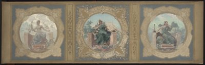 Luonnos Pariisin kaupungintalon Lobau-galleriaa varten: Peace. Kirjallisuus. Tiede, 1890 (öljy kankaalle). tekijältä Henry Jean Louis Boureau