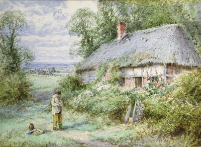 Paimenpojan koti (akvarelli) tekijältä Henry John Sylvester Stannard