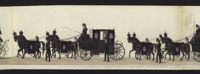 Osa panoraamanäkymää Wellingtonin herttuan Arthurin koko hautajaiskulkueesta (värillinen akvatinta) tekijältä Henry Jr and Sala George Augustus Alken