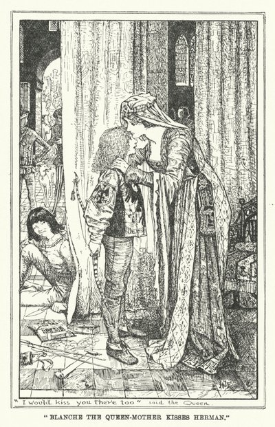 "Blanche kuningatar-äiti suutelee Hermania" (litho) tekijältä Henry Justice Ford