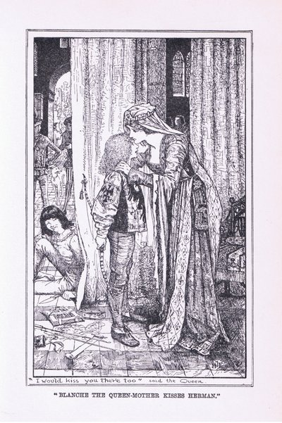 Blanche the Queen äiti suutelee Hermania, 1912 tekijältä Henry Justice Ford