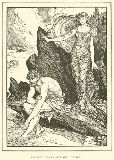 Kalypso säälii Odysseusta. tekijältä Henry Justice Ford