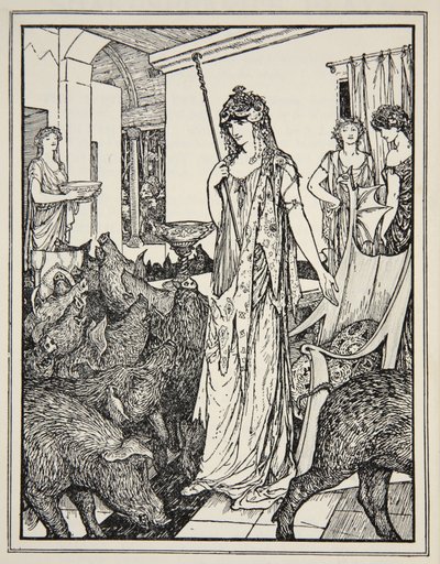 Circe lähettää sian (Odysseuksen seuralaiset) Styesille, etukuva Andrew Langin teoksesta 