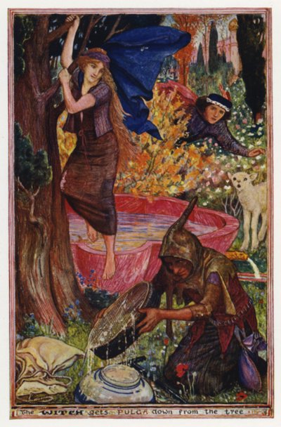 Kuinka pojasta tulee lammas: noita saa Pulgan alas puusta (väri litho) tekijältä Henry Justice Ford