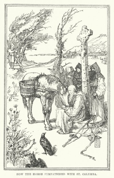 Kuinka hevonen sympatisoi St Columbaa (litho) tekijältä Henry Justice Ford