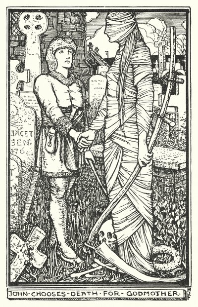 John valitsee kuoleman kummiäidiksi (litho) tekijältä Henry Justice Ford