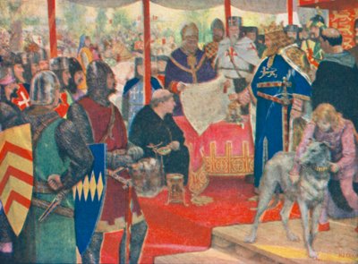 Kuningas Johannes sinetöi Suuren peruskirjan (värilitografia) tekijältä Henry Justice Ford